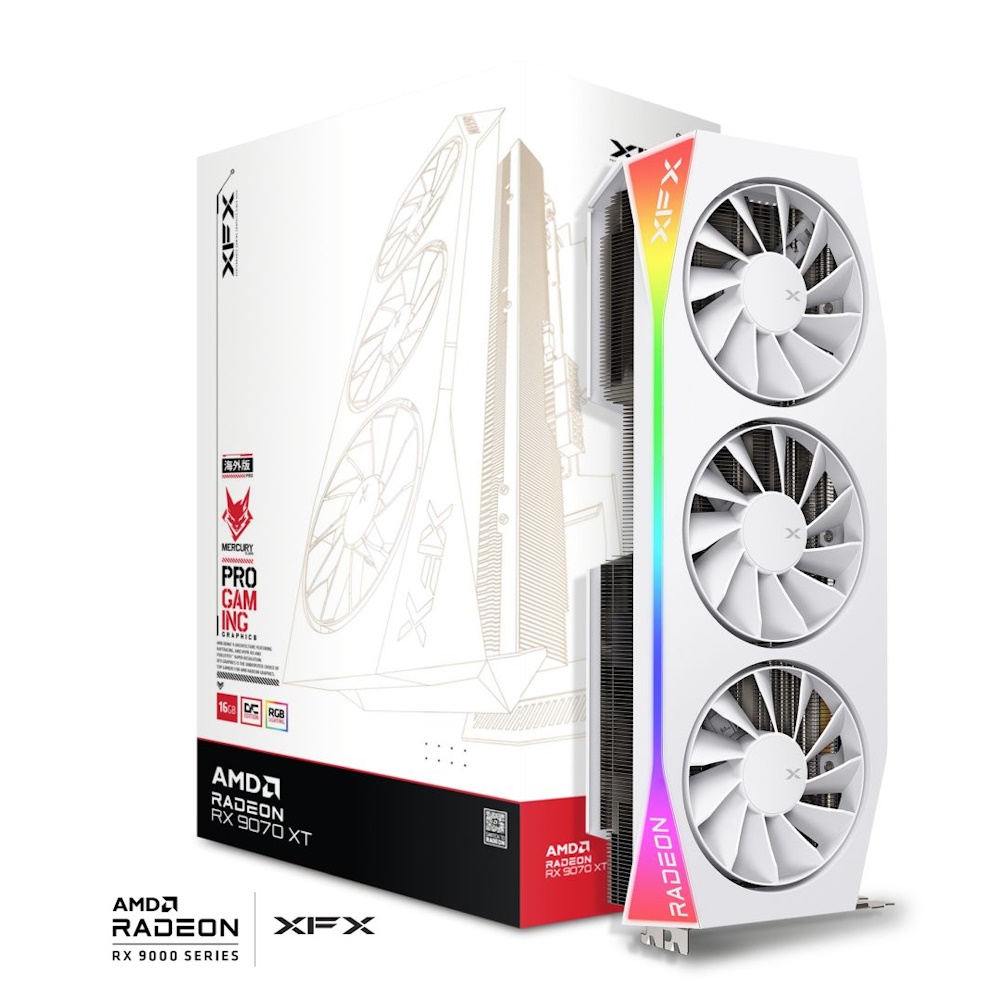 XFX Mercury Radeon RX 9070 XT OC White Gaming Edition RGB 16GB