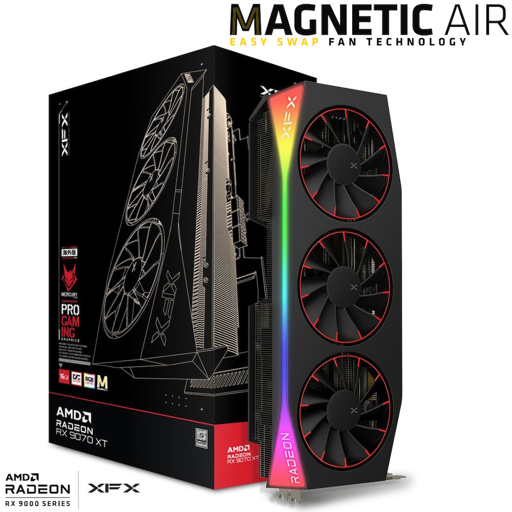 XFX Mercury Radeon RX 9070 XT OC Magnetic Air Edition RGB 16GB
