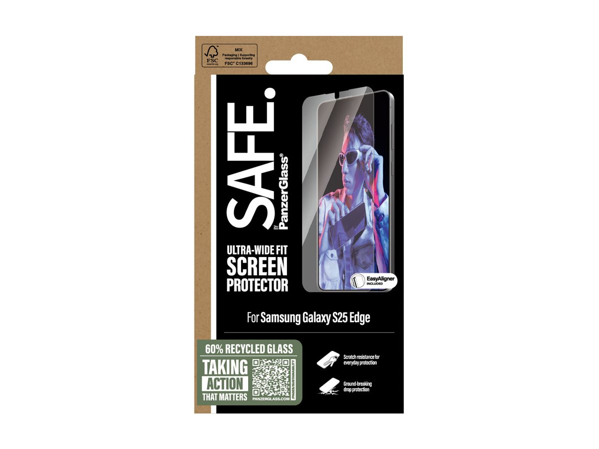 PanzerGlass SAFE. by Screen Protector Samsung S25 Edge | Ultra-Wide Fit Samsung - Galaxy S25 Edge 5G Samsung Galaxy S25 Edge