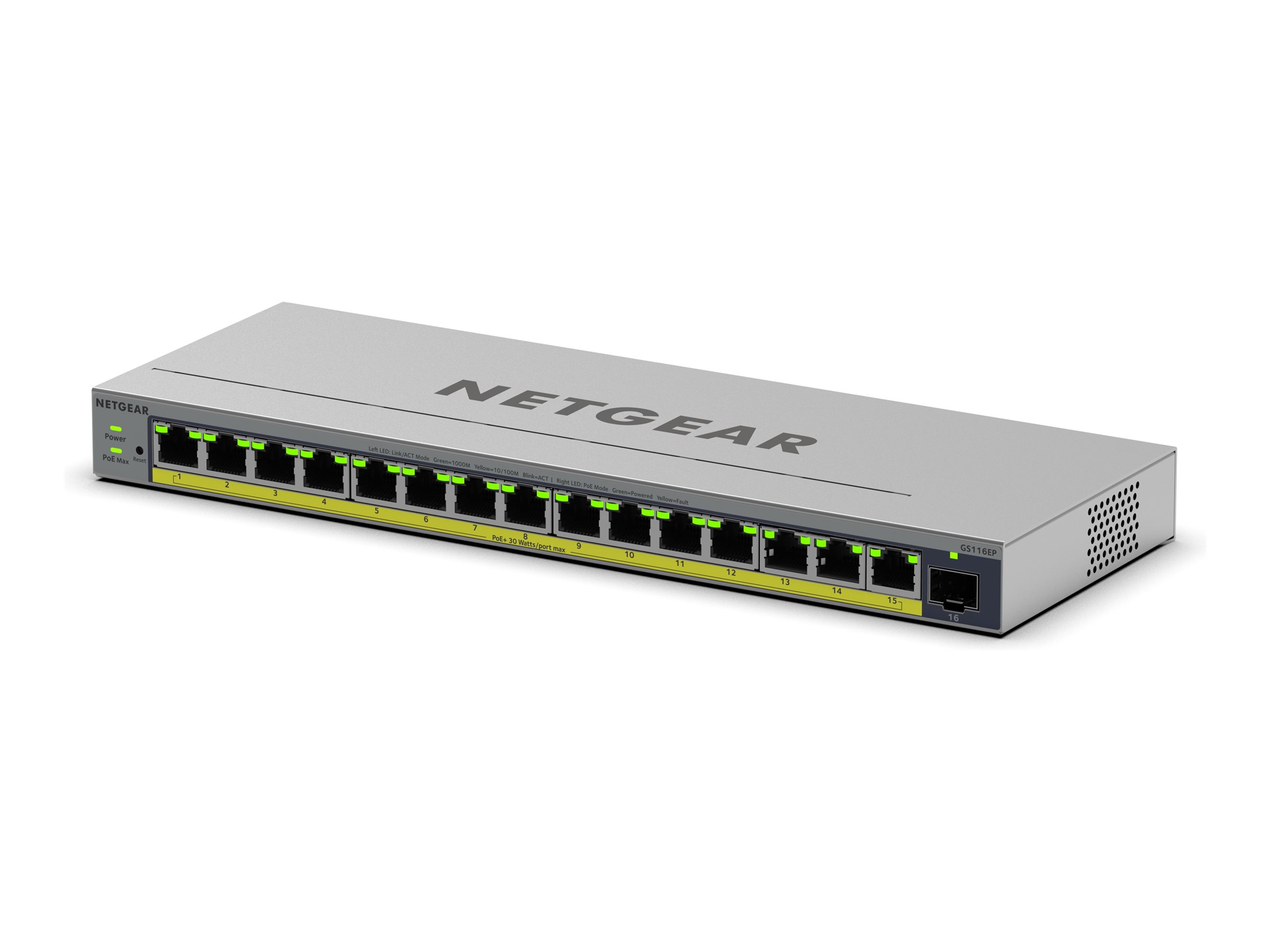NETGEAR Easy Smart GS116EP Switch 16-porte Gigabit Ethernet PoE+
