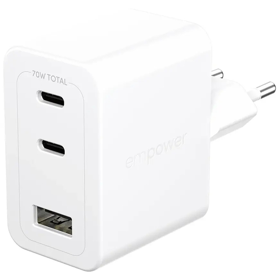 empower by PanzerGlass Turbo 70W GaN Adapter 2xUSB-C+USB-A