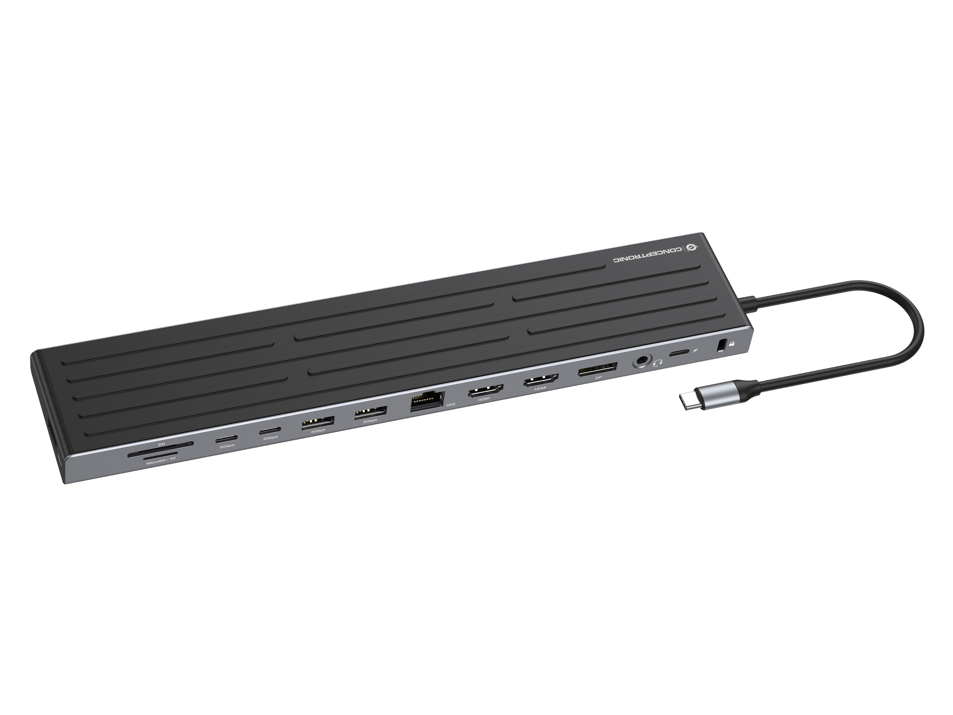 Conceptronic DONN32B dockingstation Ledningsført USB 3.2 Gen 1 (3.1 Gen 1) Type-C Grå, Sølv