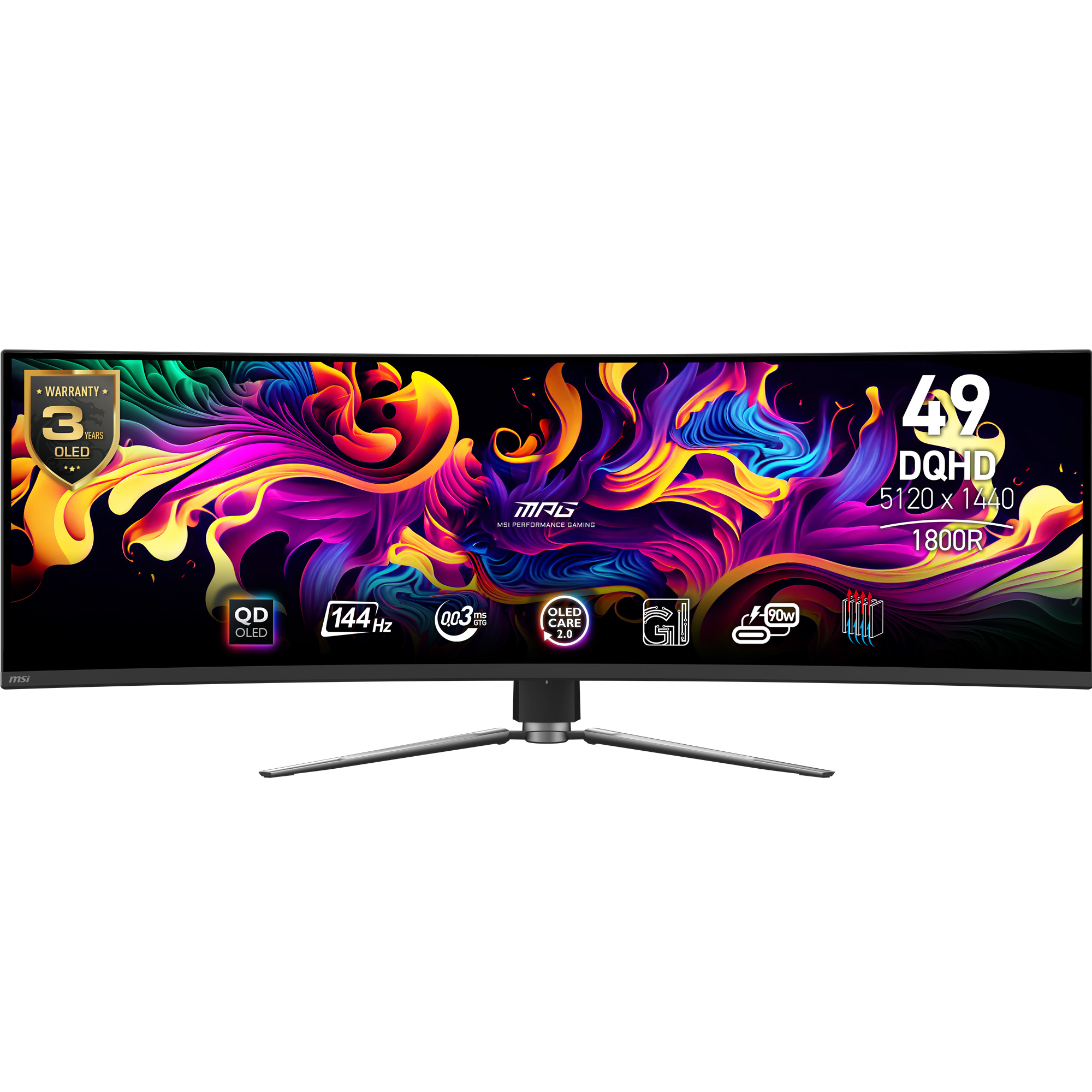 MSI MPG 491CQPDE QD-OLED computerskærm 124,5 cm (49) 5120 x 1440 pixel DQHD Sort