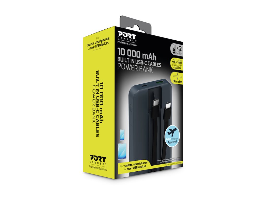 POWERBANK 10 000 mAh - 2x BUILT IN CABLE