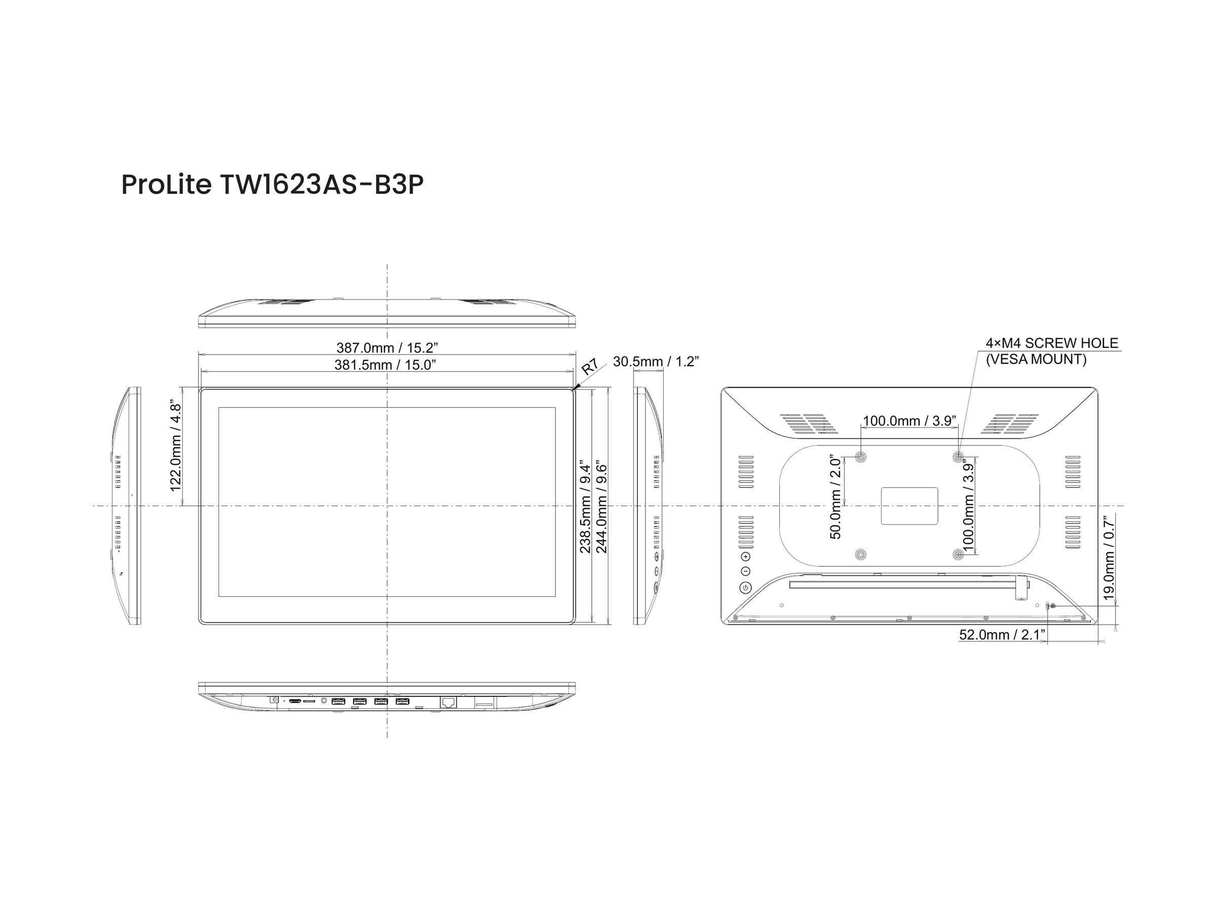 iiyama ProLite TW1623AS-B3P Berøringspanel PC RK3568 4GB 32GB Mali-G52 Android 13