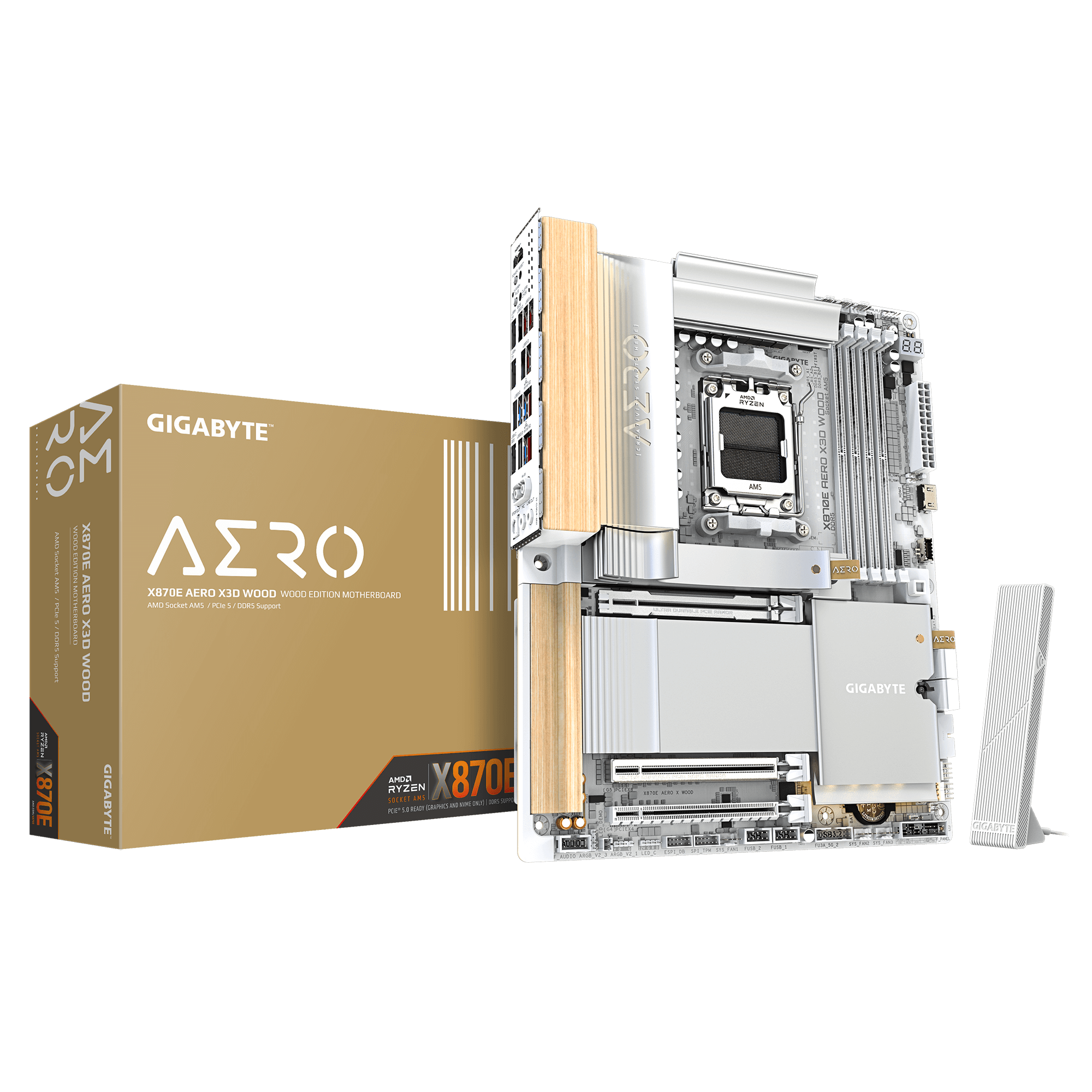 GIGABYTE X870E AERO X3D WOOD AMD X870E Sokkel AM5 ATX