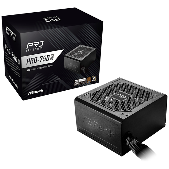 Asrock PRO-750B Strømforsyning 750Watt 80+ BronzeSort