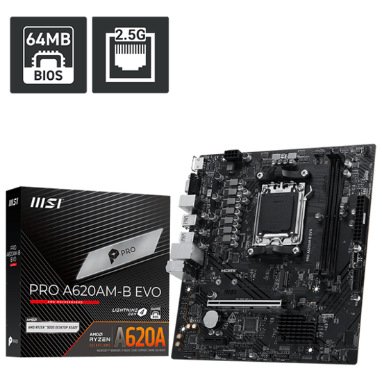 MSI PRO A620AM-B EVO Micro-ATX AM5 AMD A620A
