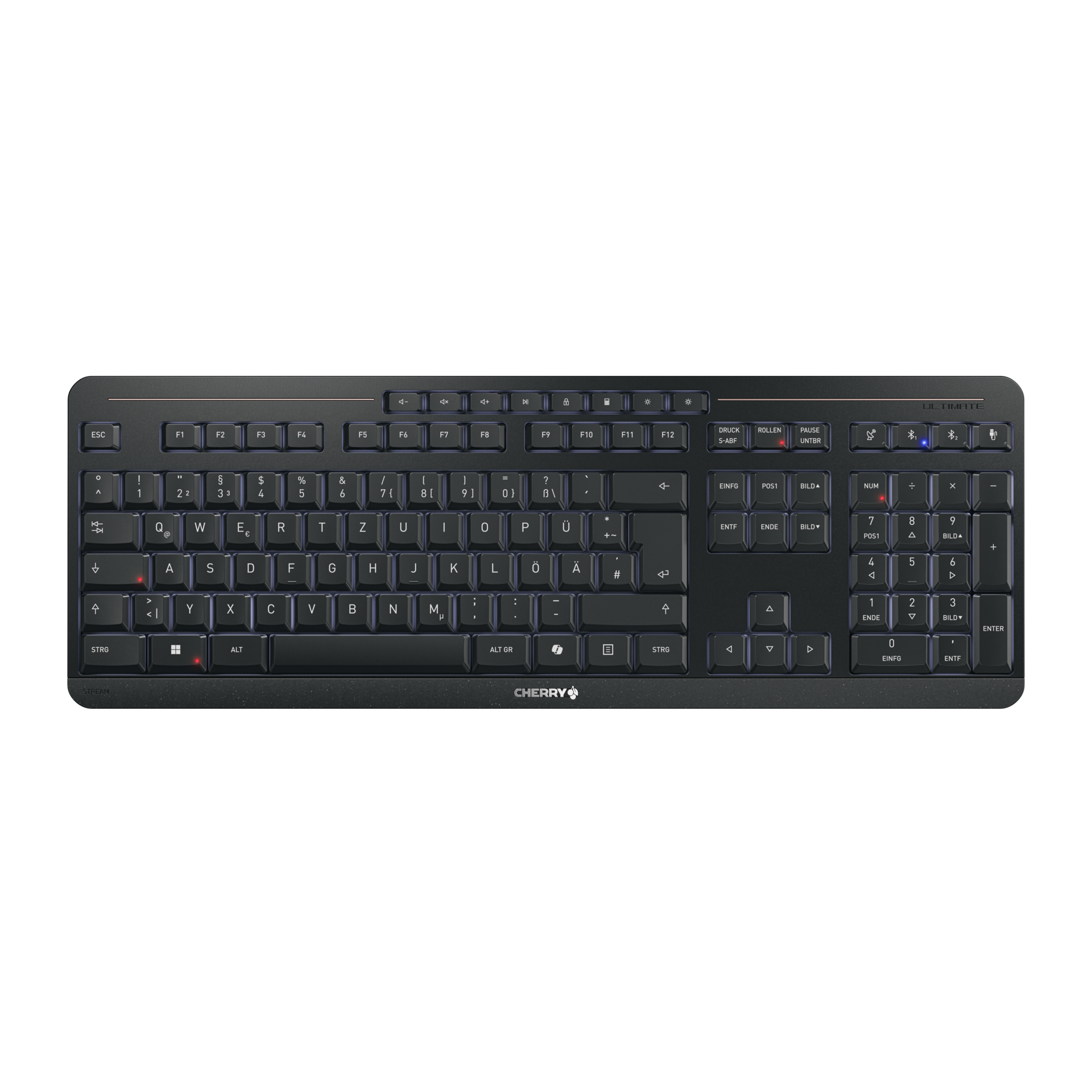 CHERRY Stream keyboard ultimate tastatur Hjemme/kontor USB + RF Wireless + Bluetooth QWERTZ Tysk Sort