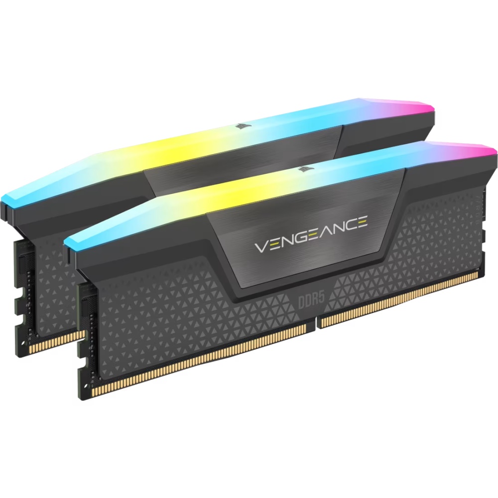 CORSAIR Vengeance RGB - DDR5 - sæt - 64 GB: 2 x 32 GB - DIMM 288-PIN - 5600 MHz / PC5-44800 - CL40 - 1.25 V - ikke bufferet - grå - RGB