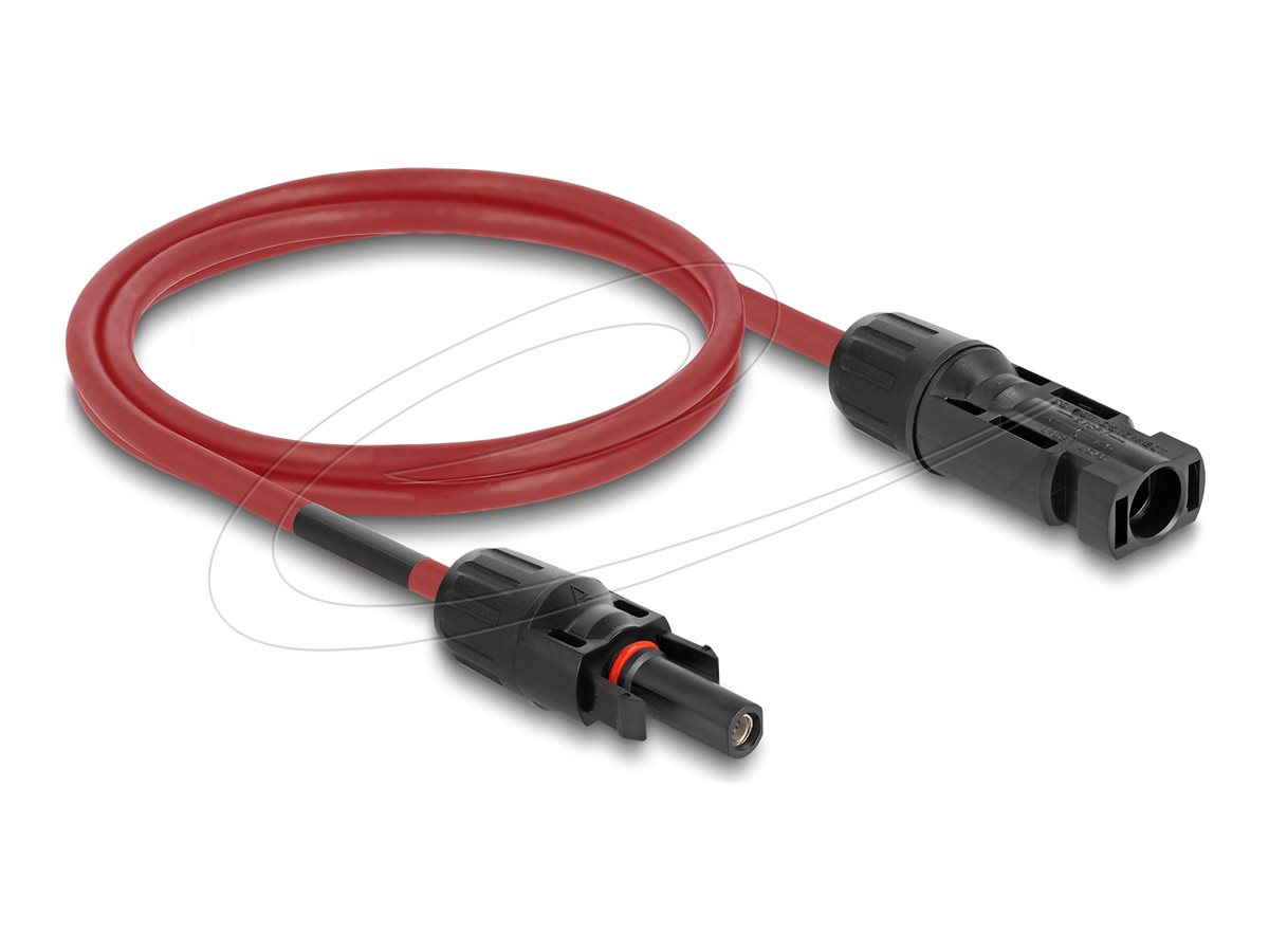 Delock - Solkabel - DL4 (han) til DL4 (hun) - 1000 V - 1 m - klik i - rød