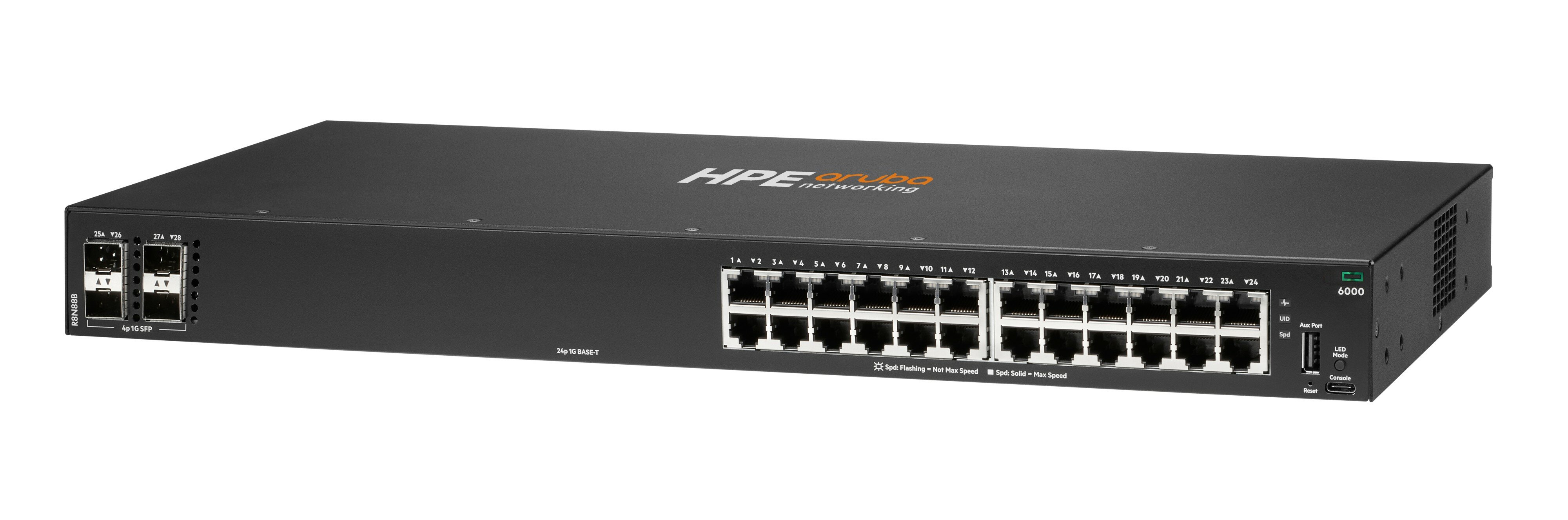 HPE Aruba Networking CX 6000 24p 10M/100M/1G 4p SFP 1G Switch EU en