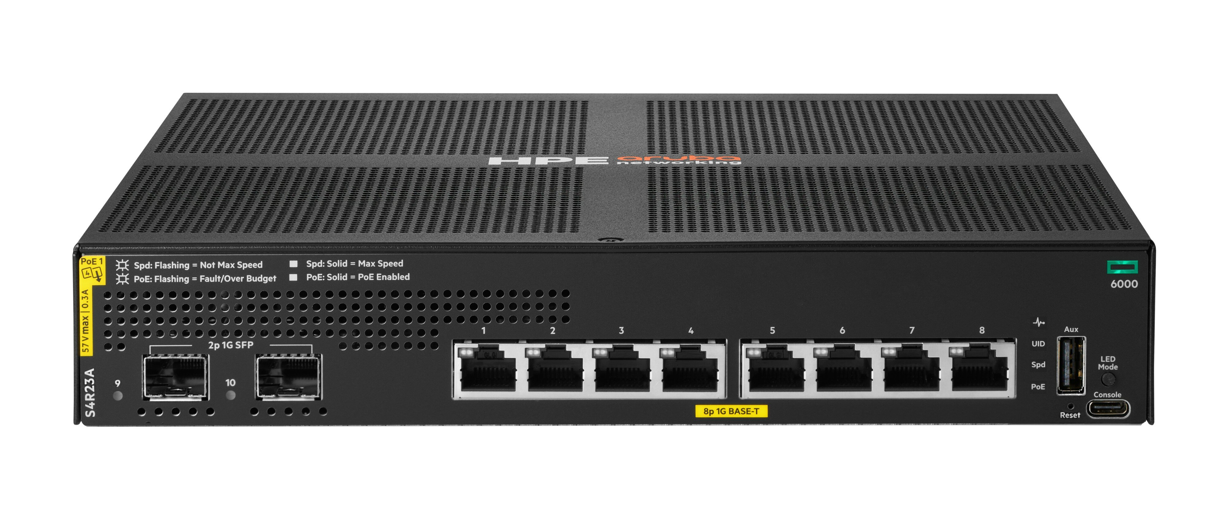 HPE Aruba Networking CX 6000 8p 10M/100M/1G Class4 PoE 2p SFP 1G 67W Switch
