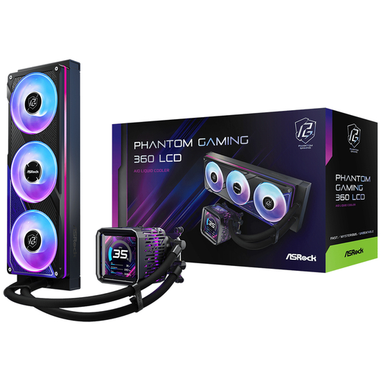 Asrock Phantom Gaming 360 LCD kølesystem 1-pack Sort 120 mm