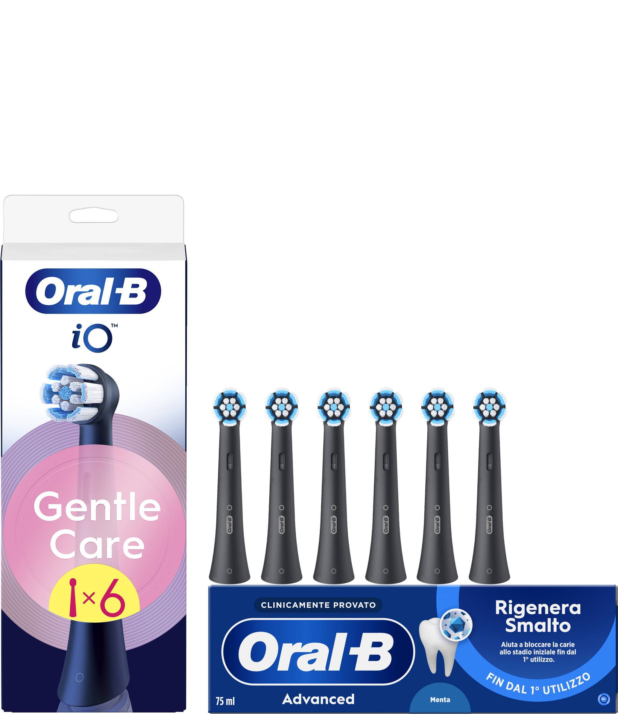 [AI generated title] Procter & Gamble Io Gentle Care Black Tandbørstehoveder 4 St