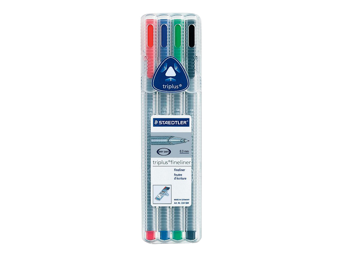 STAEDTLER triplus 334 Fineliner Sort Blå Grøn Rød
