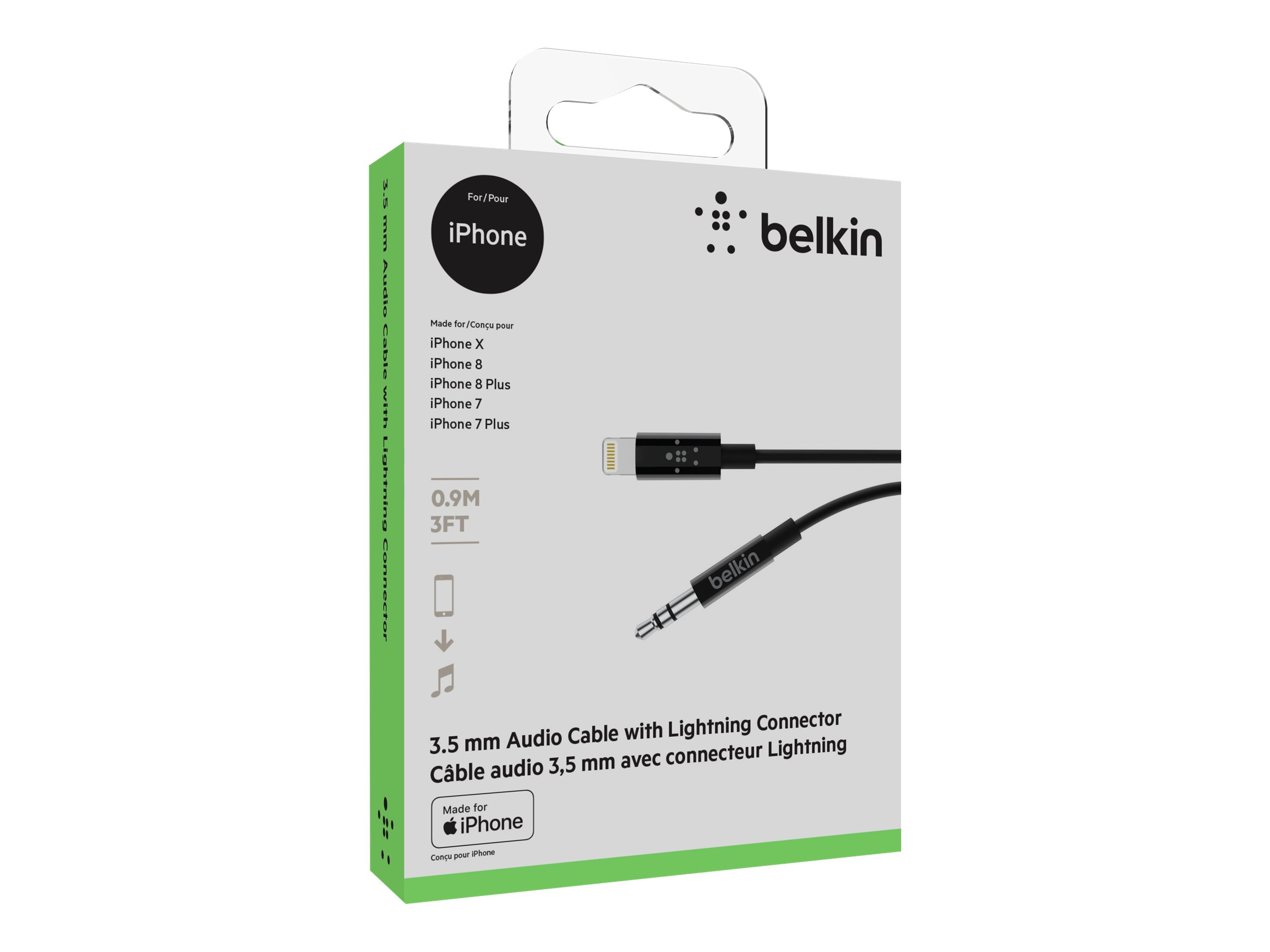 Belkin Lightning til hovedtelefon-jackstikkabel 91.4cm Sort