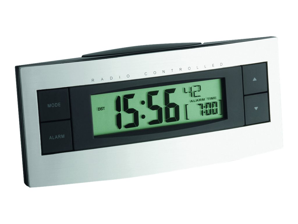 TFA - Alarmur - rektangulær - elektronisk - desktop - sort sølv