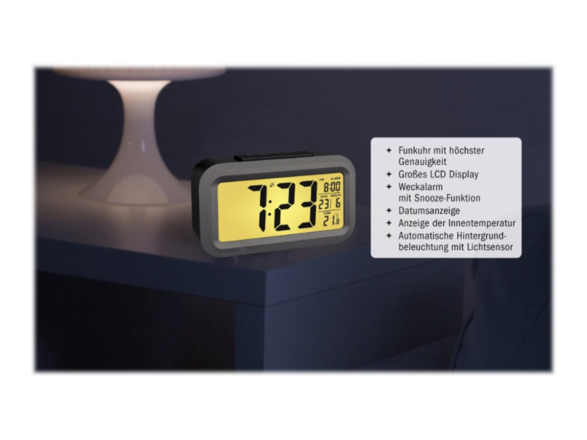 TFA LUMIO PLUS Alarmur Sort sølv Indendørs LCD