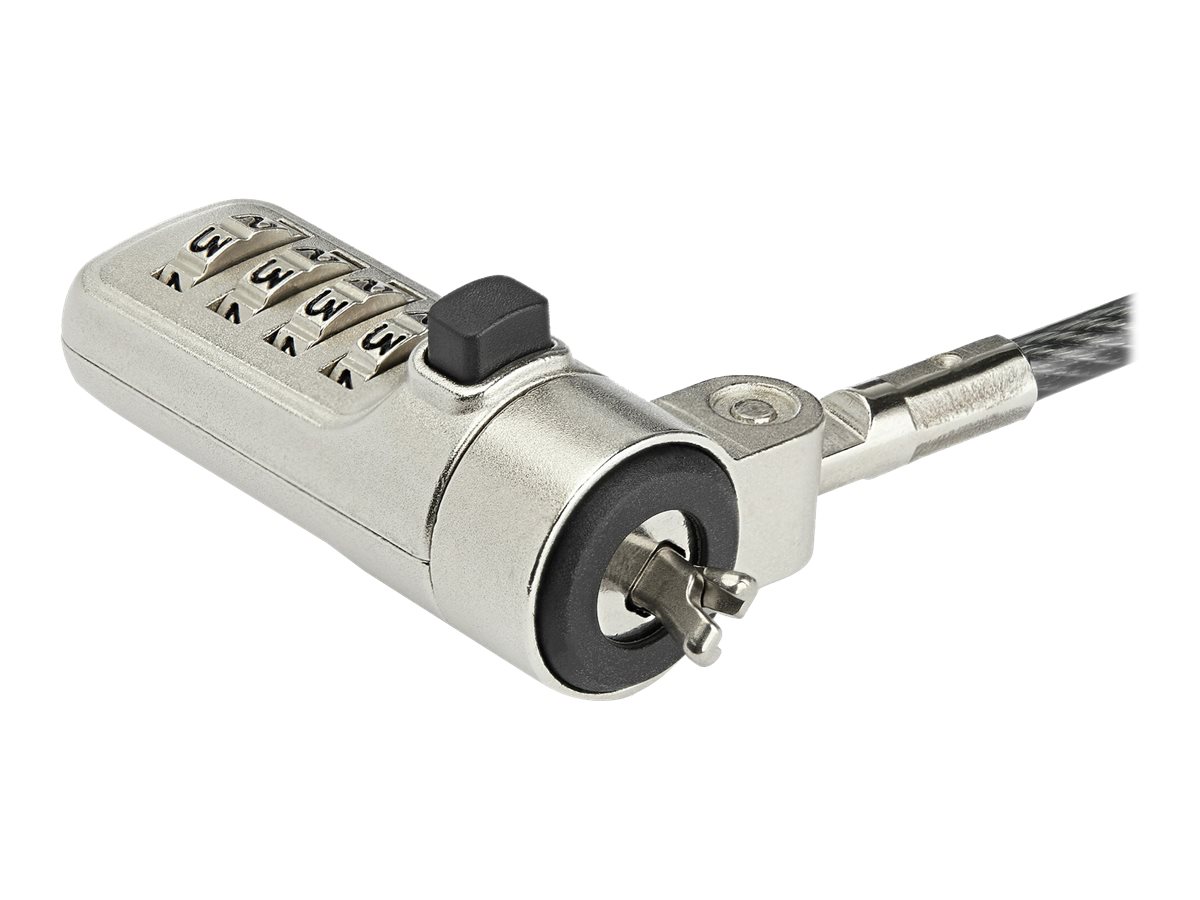 StarTech.com 6.5’ (2m) Laptop Cable Lock, 4 Digit Combination Laptop/Desktop Security Cable Lock for Wedge Slot Computers/Laptops, Anti-Theft Vinyl-Coated Steel Combo Cable Lock, Portable - Wedge Slot Laptop Lock (LTLOCKNBL) Sikkerhedskabelslås
