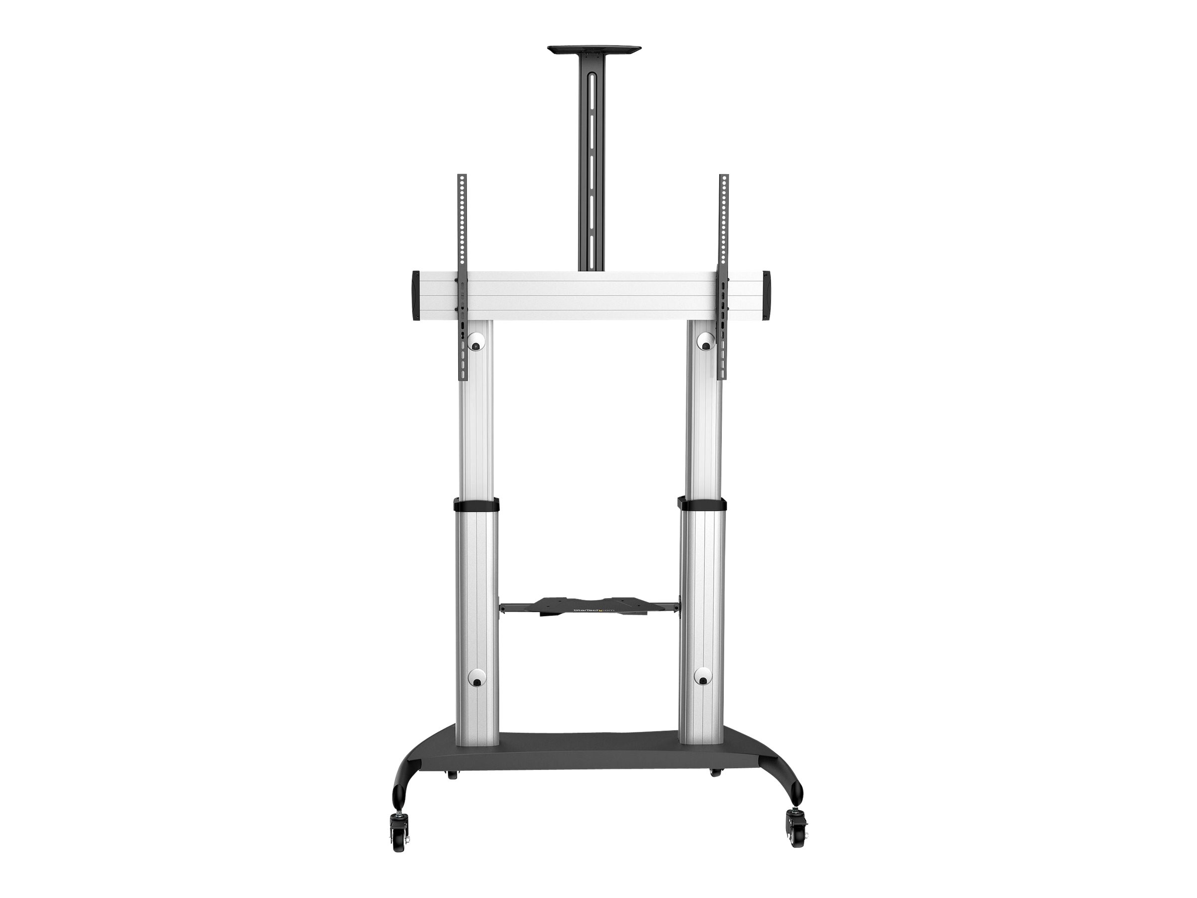 StarTech.com Mobile TV Stand, Heavy Duty TV Cart for 60-100 Display (100kg/220lb), Height Adjustable Rolling Flat Screen Floor Standing on Wheels, Universal Television Mount w/Shelves - W/ 2 equipment shelves (STNDMTV100) Vogn med hjul Fladt panel 60-10