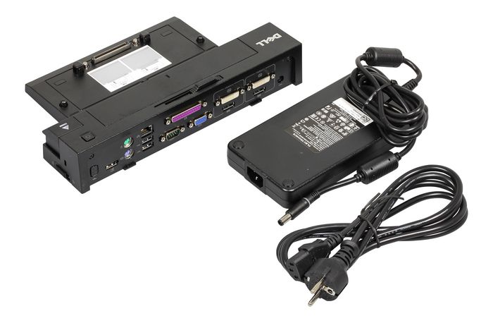 Dell Replicador E/Port II, USB 3.0, VGA, DVI-D, Seriell, Parallel, PS/2, eSATA, DisplayPort 1.2, RJ-45, 240 W, 1.05kg