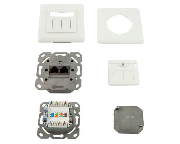 Dosen TP,UP, 2-fach, CAT6, 250Mhz, Reinweiss, LSA, Synergy 21
