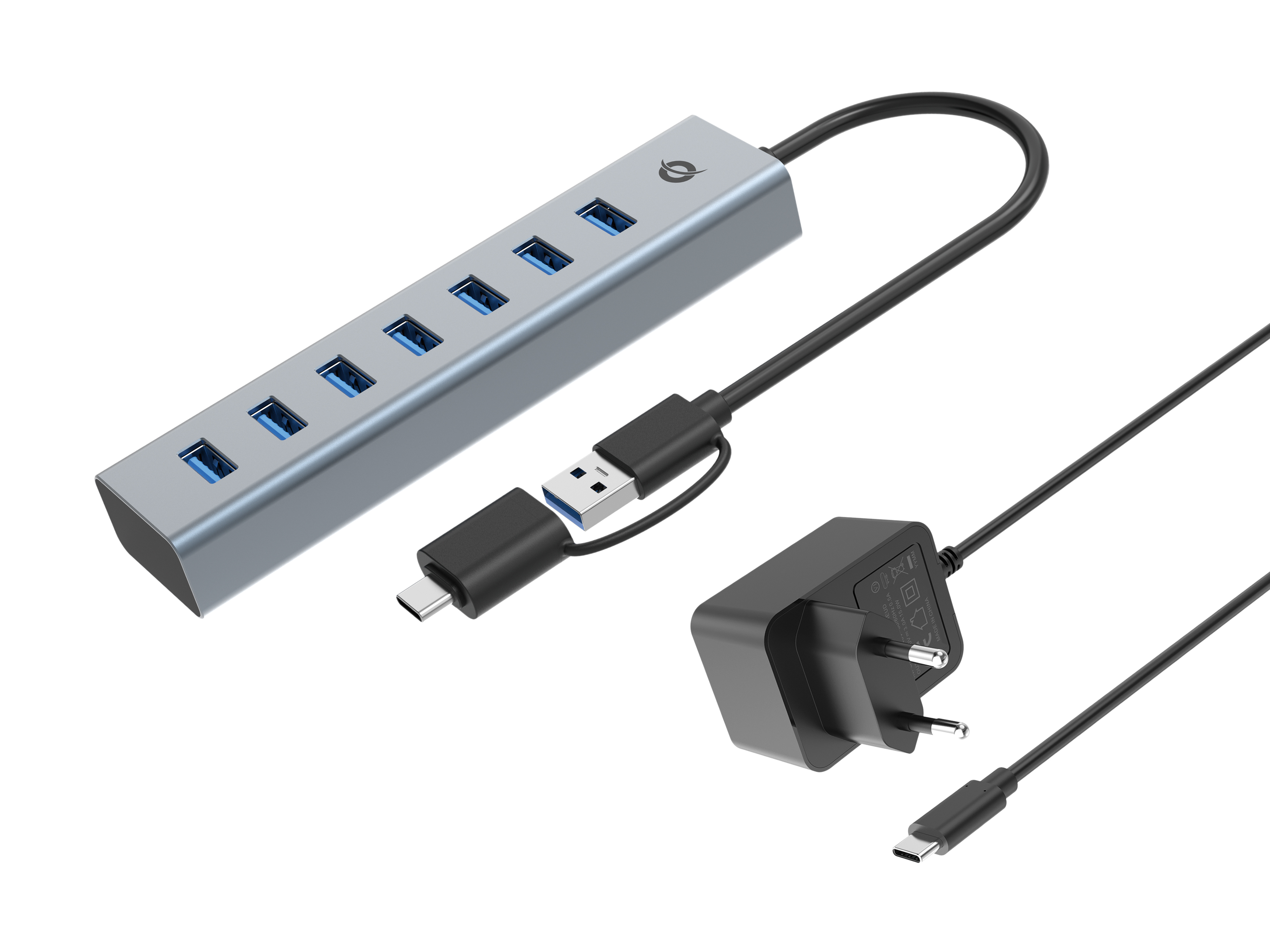 7-Port USB 3.0 Hub with Power Adapter - 5Gbps - USB-A x 7