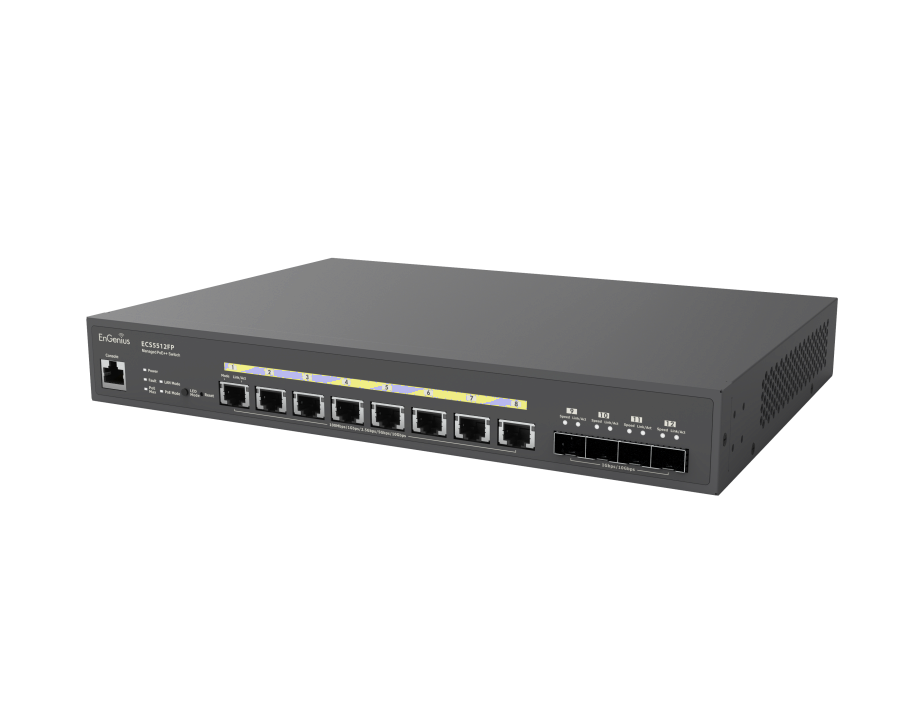 EnGenius Switch full managed Layer2+ 12 Port &bull 8x 10 GbE &bull PoE Budget 420W &bull 8x PoE bt &bull 4x SFP+ &bull 13\" &bull ECS5512FP &bull EnGenius Cloud- USED