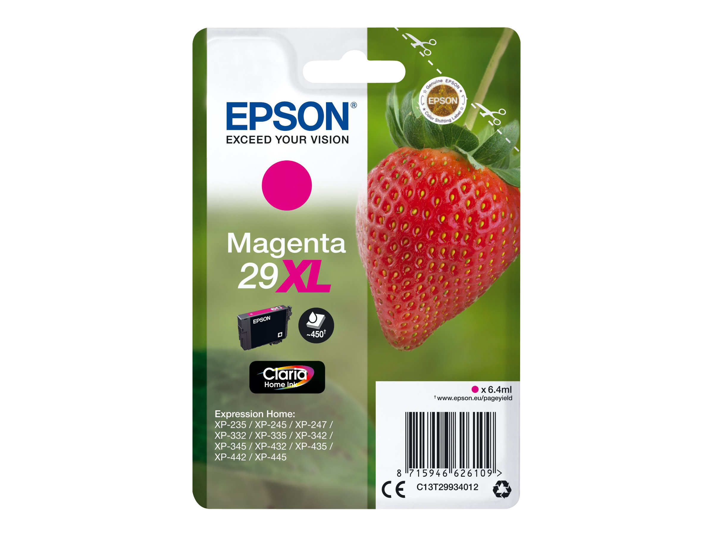 Epson Strawberry Singlepack Magenta 29XL Claria Home Ink