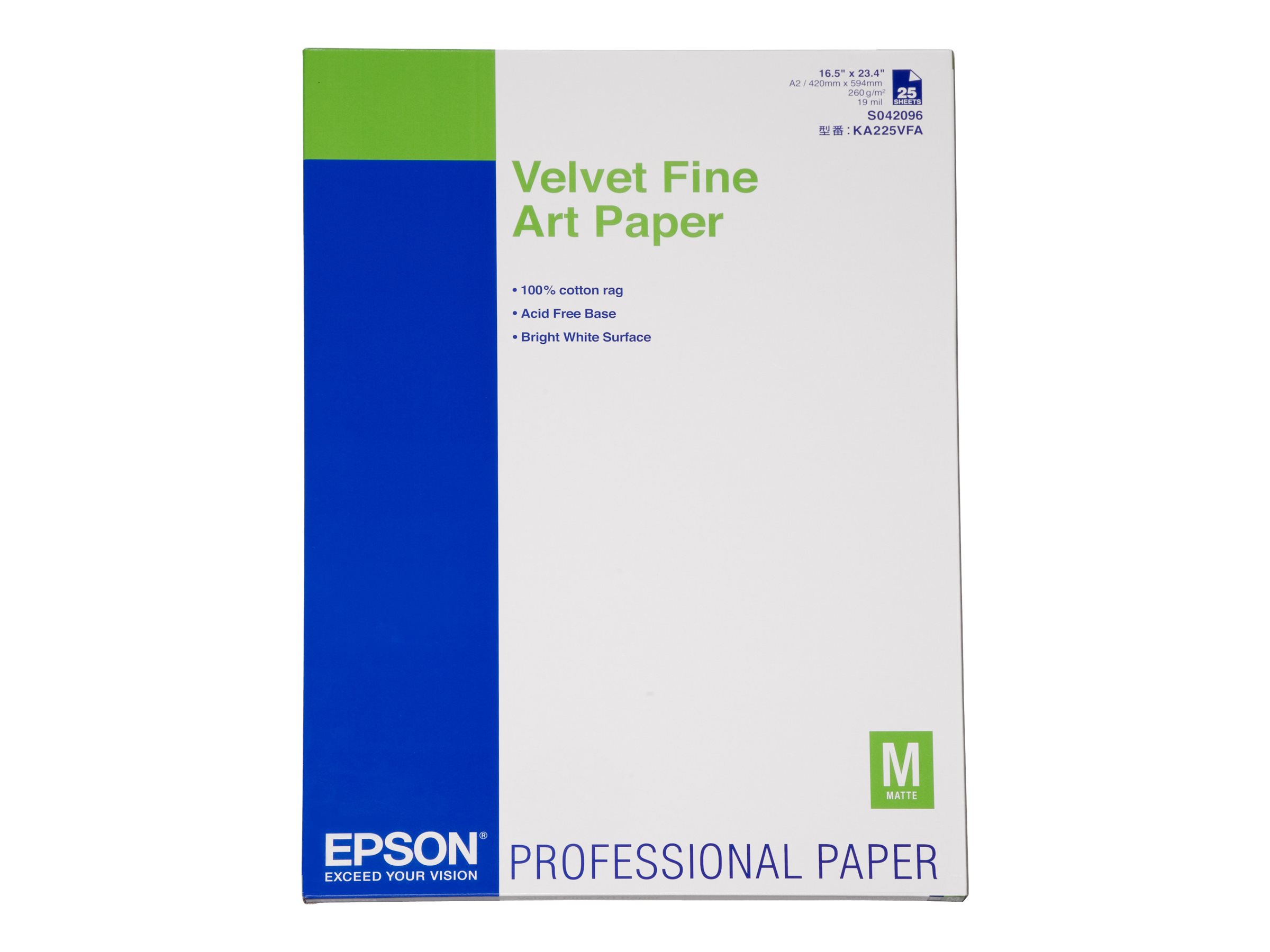 Epson Velvet Fine Art Paper, DIN A2, 260g/m², 25 Sheets