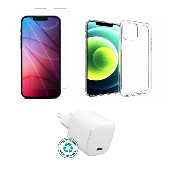 eSTUFF Kit for iPhone 16. Charger, Cover, Glass. Brown Box.
