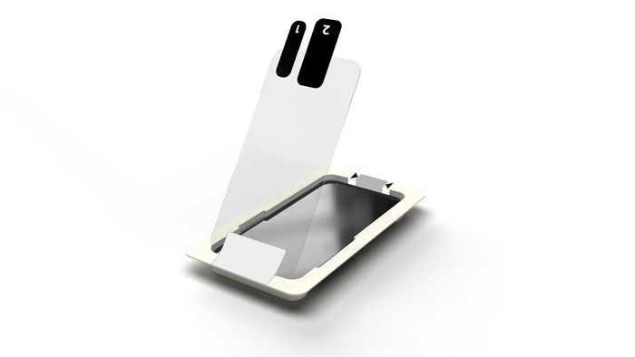 eSTUFF Titan Shield Screen Protector with mounting frame for iPhone 14 Plus/iPhone 13 Pro Max - Clear