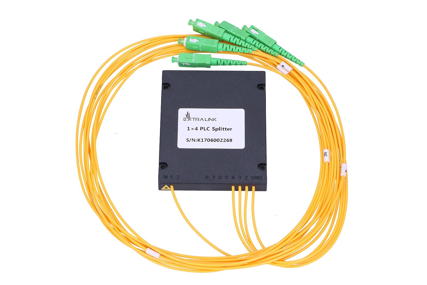 Extralink 1 4 PLC SPLITTER SC/APC 2.0MM 1.5M G657A ABS MODULE Kabelfordeler Sort