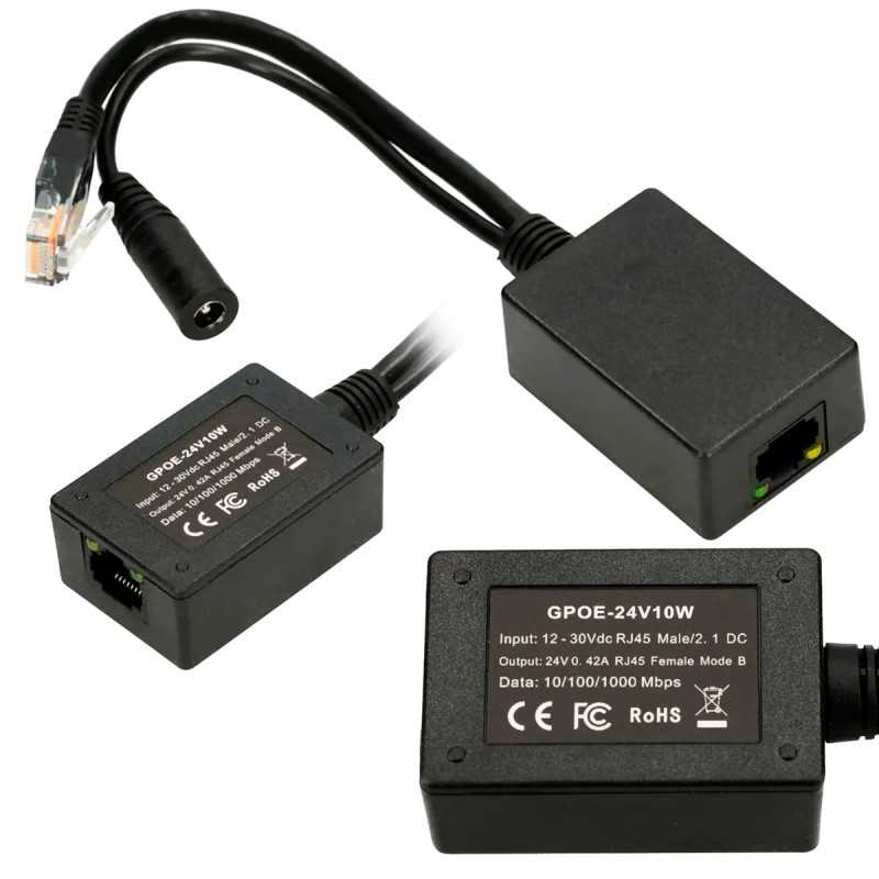 Extralink 1 Portowy | PoE inverter | Input 1x 1000Mb/s RJ45/Jack 10-24V, Output 24V