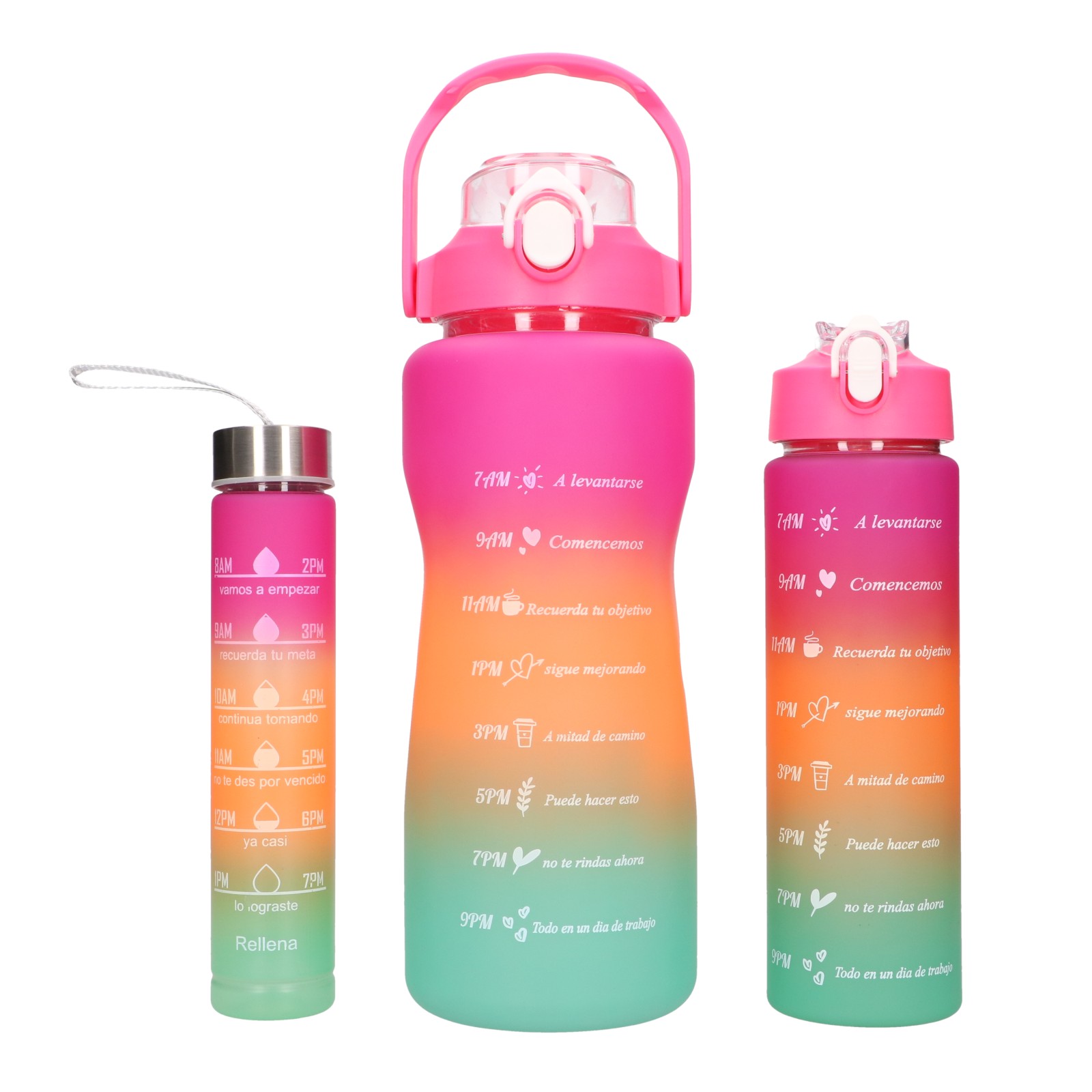 EXTRALINK BIDON MOTYWACYJNY 3W1 ZESTAW RÓZOWY-POMARANCZOWY 2000ML+900ML+300ML