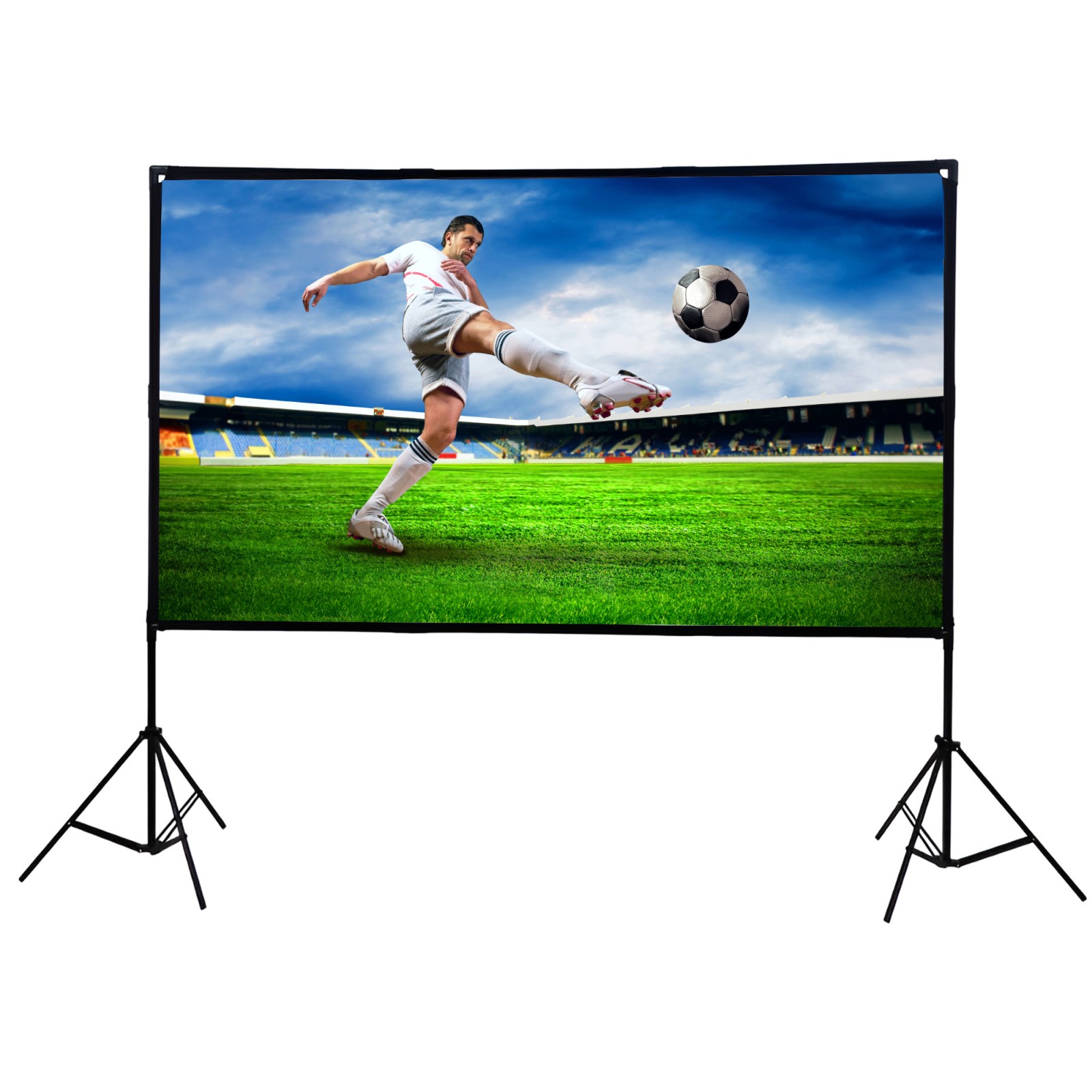 EXTRALINK FOLDABLE PROJECTION SCREEN 84 16 9, 186x105cm, WHITE, WITH STAND, PSF-84