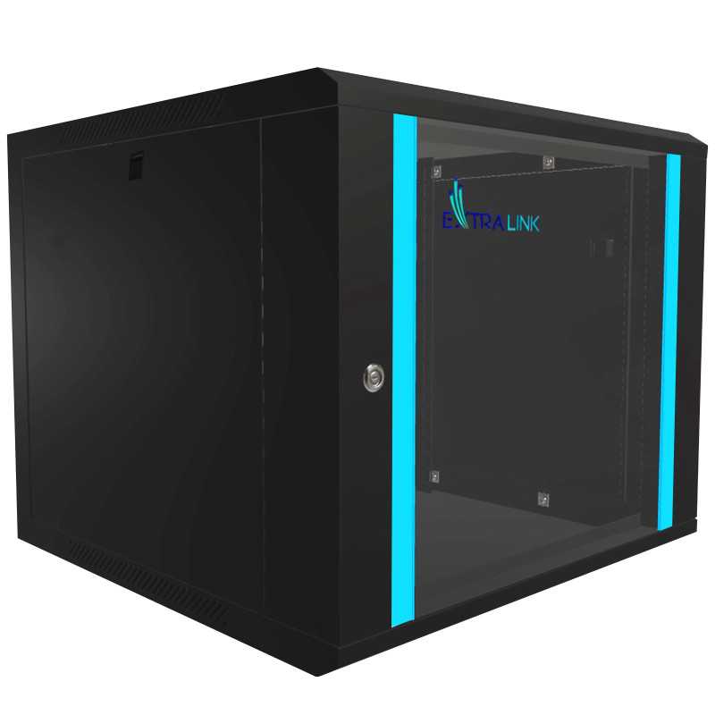 Extralink Lite 9U 530x400 Black | Rack cabinet | wall-mounted, shelf included