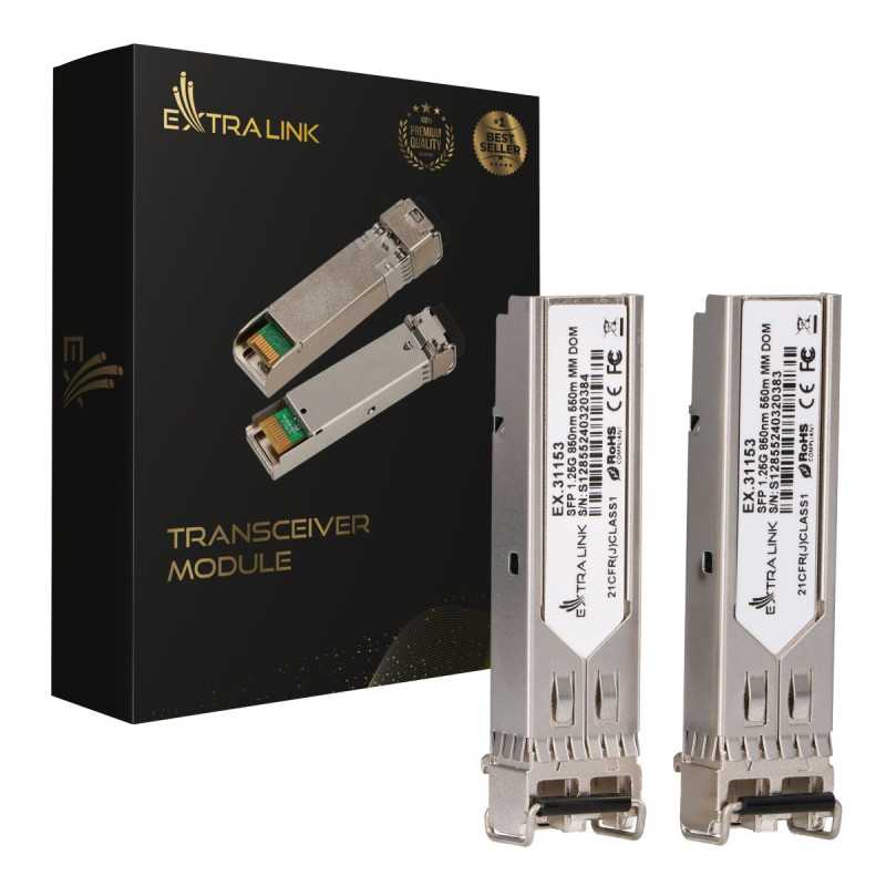 Extralink SFP 1.25G 2-pack | SFP module | 1.25Gbps, LC/UPC, 850nm, 550m, multi mode, DOM