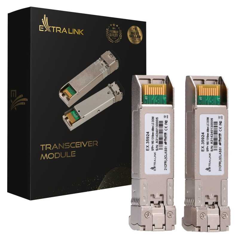 Extralink SFP+ 10G 2-pack | SFP+ module | 10Gbps, LC/UPC, 1310nm, 40km, single mode, DOM