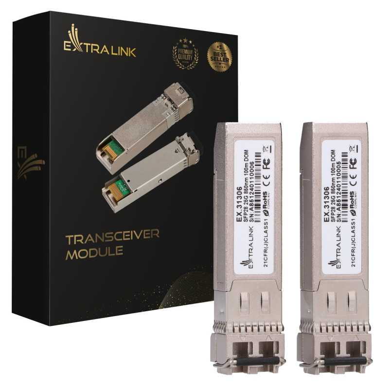 Extralink SFP28 25G 2-Pack | SFP28 module | 25Gbps, LC/UPC Duplex, 850nm, 100m, multi mode, DOM