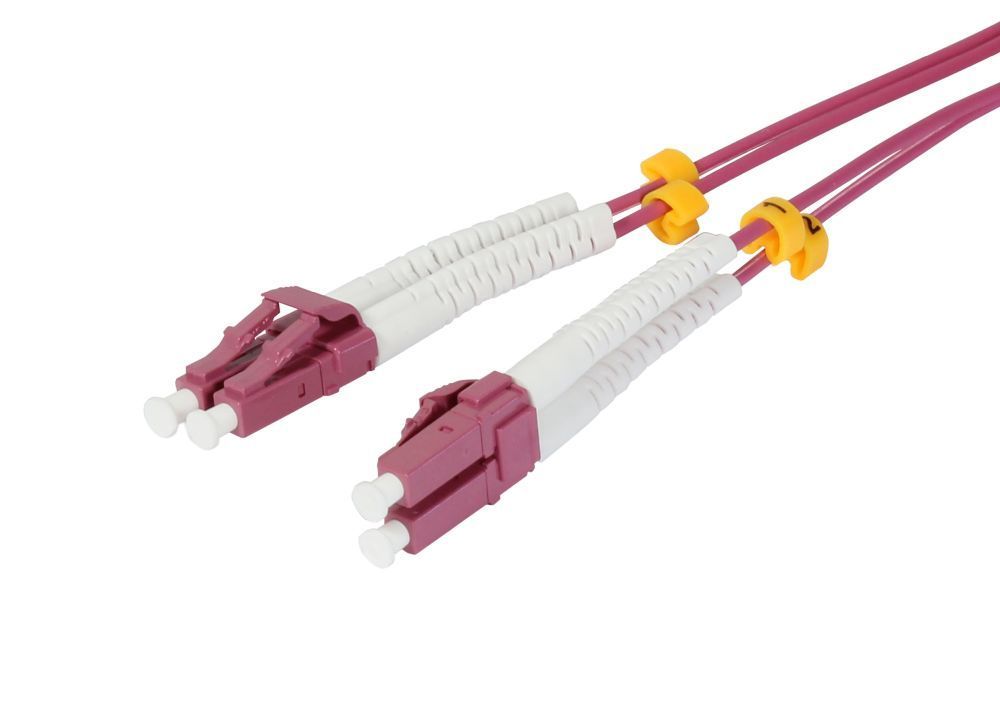 Fiber optic 2-fiber patch kit. 1.0mtr.LC-LC, 50/125um,OM4, AD=2mm, flexible anti-kink sleeve, Synergy 21