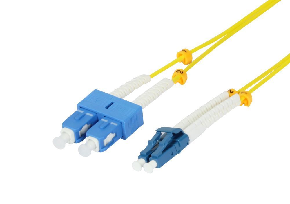 Fiber optic 2-fiber patch kit. 7.5mtr.LC-SC, 9/125um, OS2, AD=2mm, flexible anti-kink sleeve, G657.A2, Synergy 21