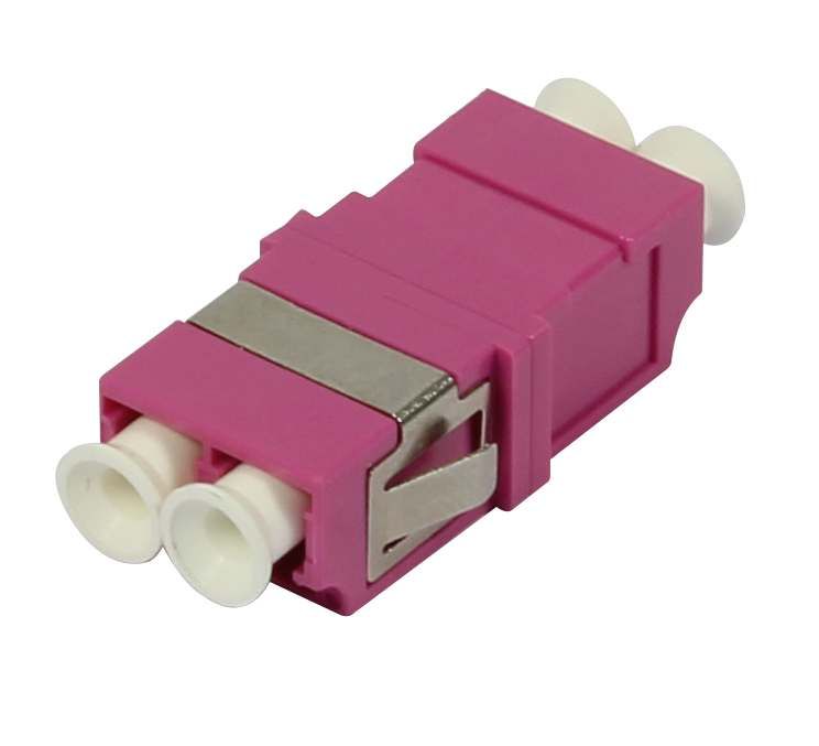 Fiber optic coupling, LC socket/LC socket, 50/125u multimode OM4, heather violet, duplex, PC, without flange, Synergy 21