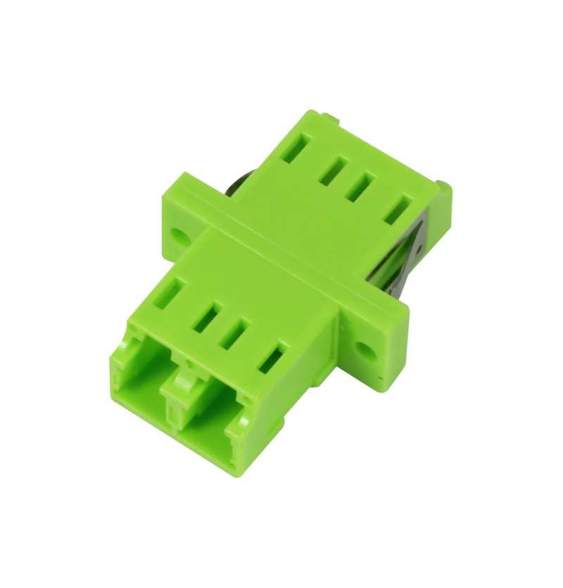 Fiber optic coupling, LC socket/LC socket, 50/125u multimode OM5, lime green, duplex, PVC, with flange, Synergy 21