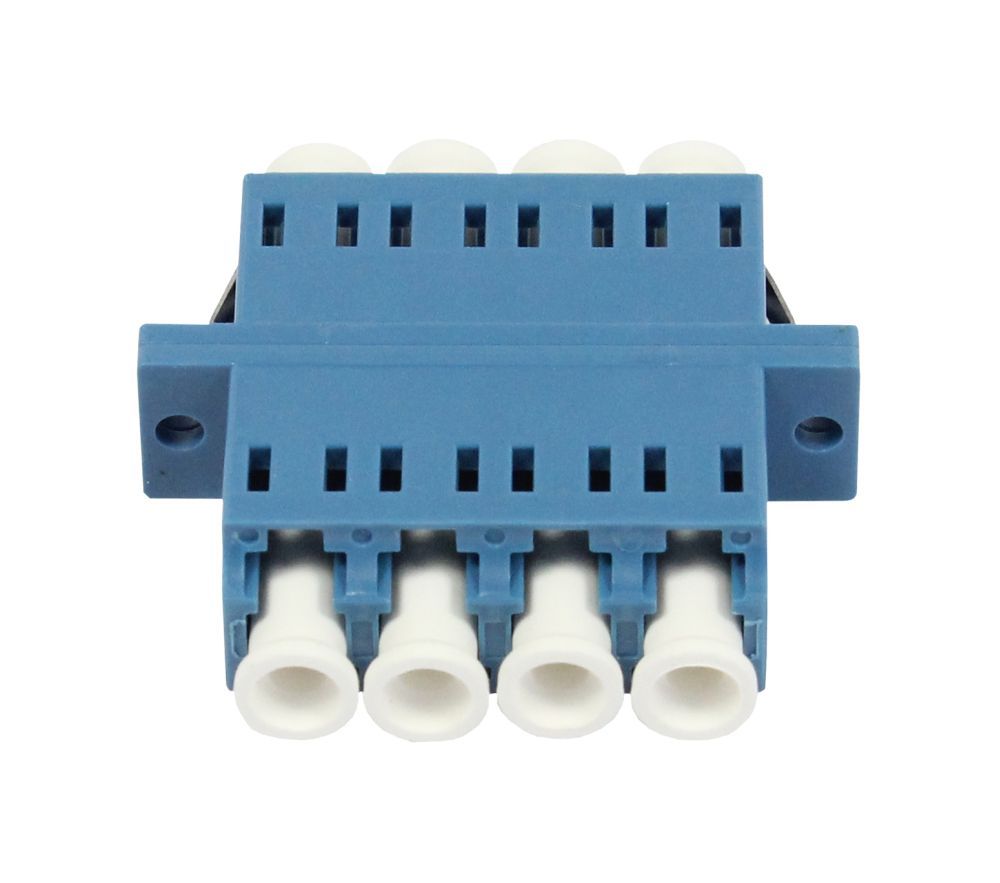 Fiber optic coupling, LC socket/LC socket, 9/125u single mode OS2, blue, quad, PVC, with flange, Synergy 21