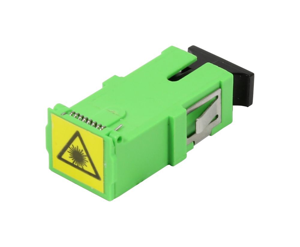 Fiber optic coupling, SC(APC) socket/SC(APC) socket (laser protection closure), 9/125u single mode, simplex, PVC, ceramic sleeve, without flange, Synergy 21