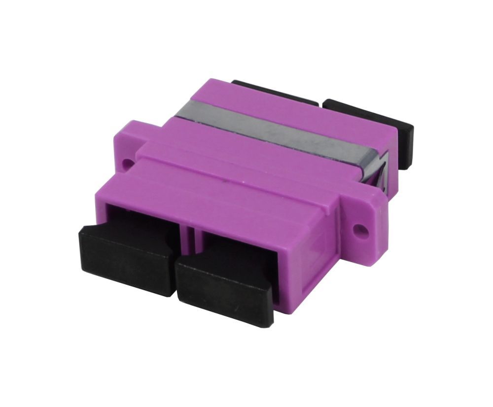 Fiber optic coupling, SC socket/SC socket, 50/125u multimode, duplex, PVC, OM4, ceramic sleeve, with flange, Synergy 21