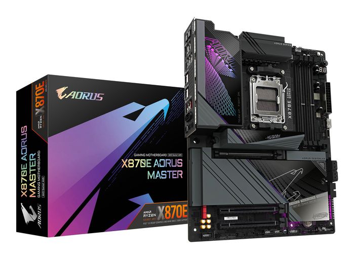 Gigabyte X870E AORUS MASTER Motherboard - Supports AMD Ryzen 9000 CPUs, 16+2+2 Phases Digital VRM, up to 8600MHz DDR5 (OC), 3xPCIe 5.0 + 1xPCIe 4.0, Wi-Fi 7, 5GbE LAN, USB 4