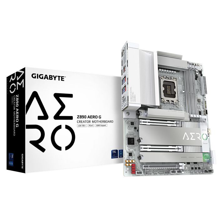 Gigabyte Z890 AERO G Motherboard - Supports Intel Core Ultra (Series 2) CPUs, 16+1+2 phases VRM, up to 8800MHz DDR5 (OC), 1xPCIe 5.0 + 4xPCIe 4.0,Wi-Fi 7, 2.5GbE LAN, Thunderbolt 4